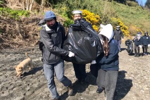 Armada y Scouts Marinos recolectaron 750 kilos de basura en playa de Isla Tenglo