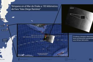 Centro Meteorológico Marítimo de la Gobernación Marítima de Punta Arenas junto con la Agencia Espacial Alemana monitorean iceberg en el mar de Drake