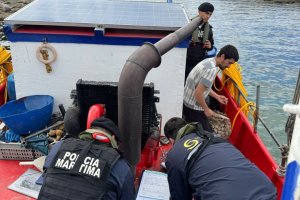 Armada y Sernapesca detectan embarcación de Calbuco con 400 kilos de almejas ilegal Armada y Sernapesca detectan embarcación de Calbuco con 400 kilos de almejas ilegal